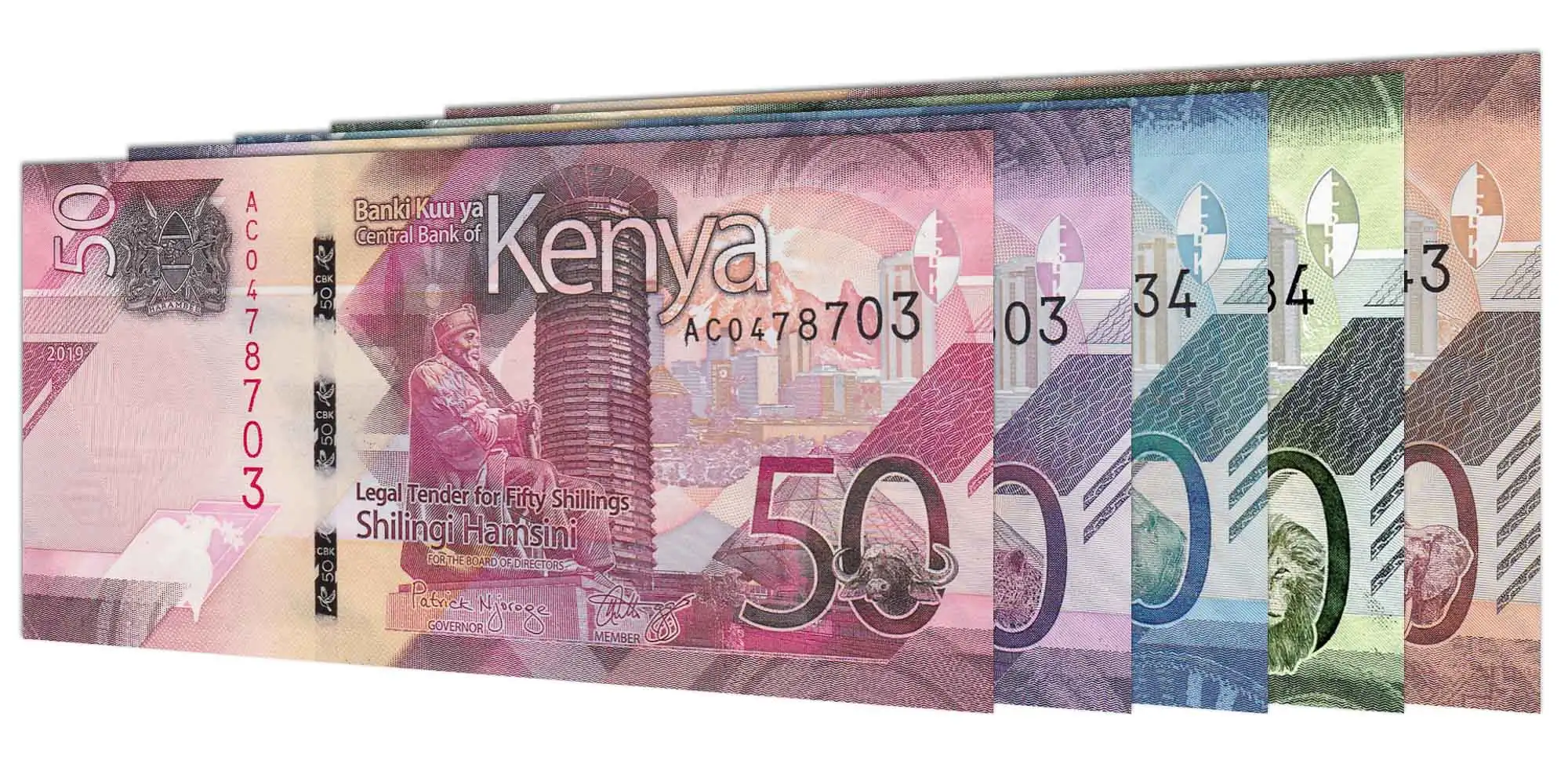 Kenyan Shilling banknotes and coins