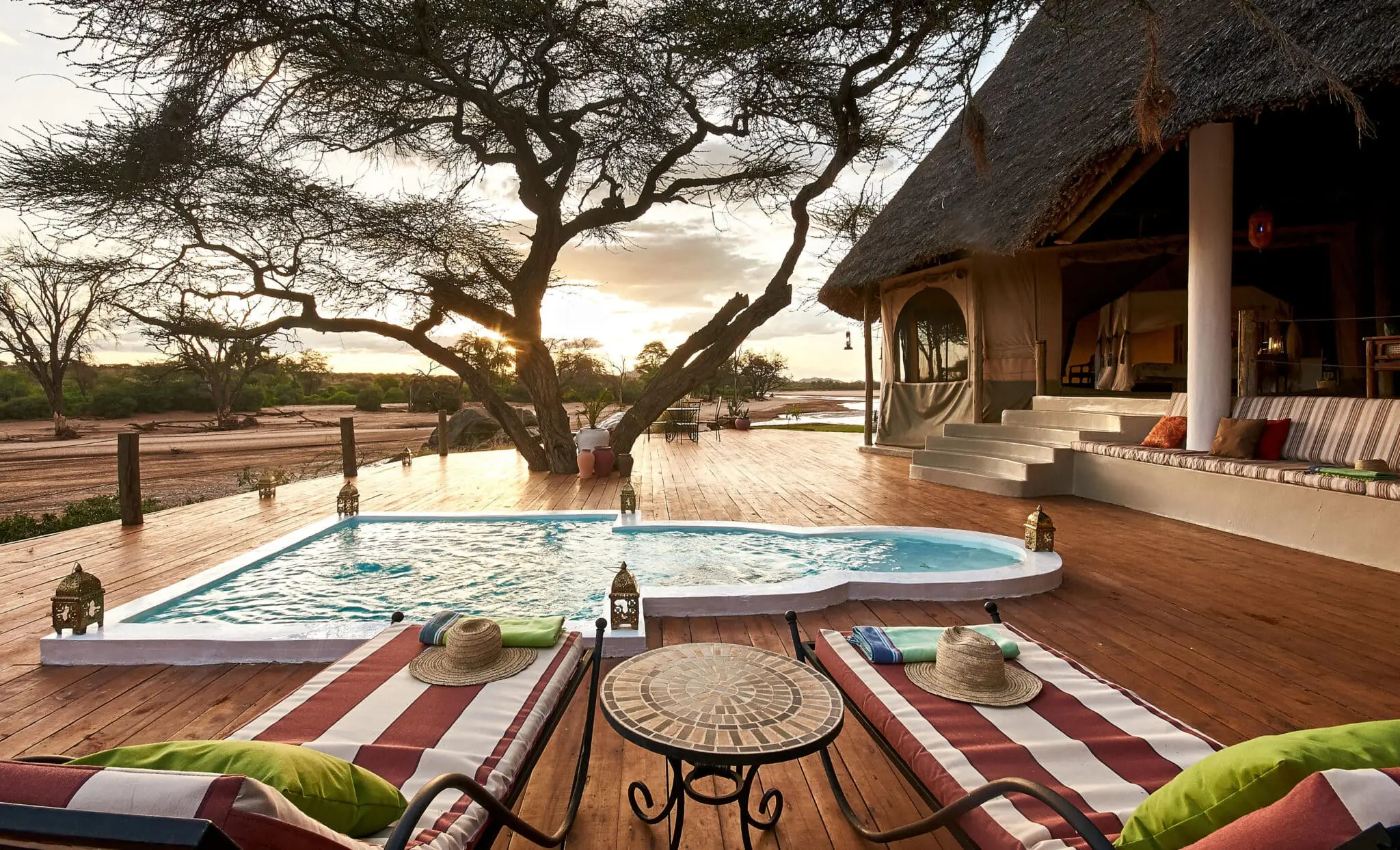Sasaab lodge villa with private plunge pool overlooking Samburu