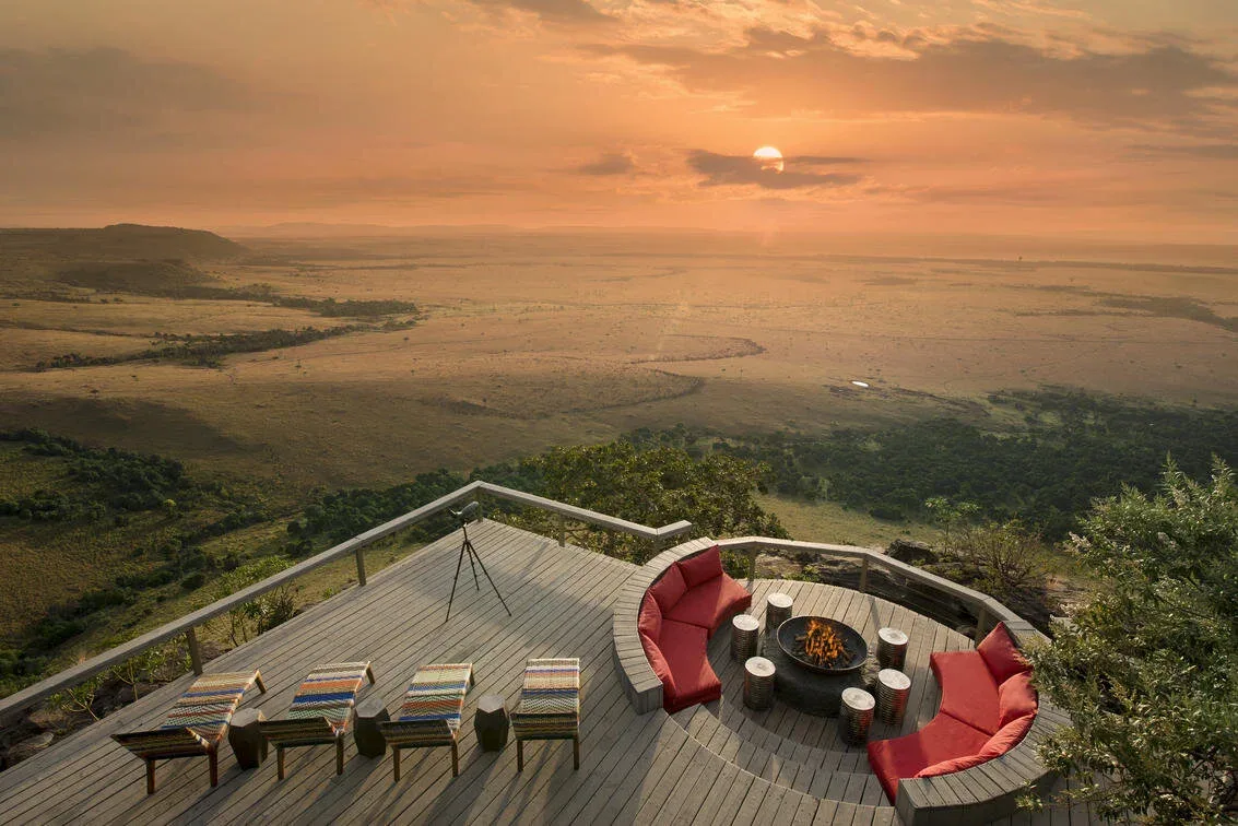 Angama Mara lodge overlooking the Masai Mara from the Oloololo Escarpment