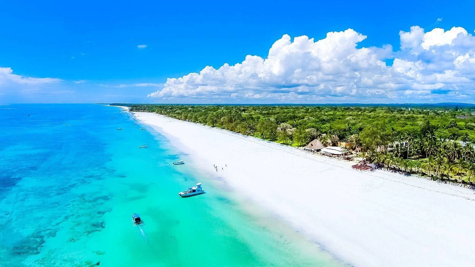 White sand coastline at Diani Beach, Kenya