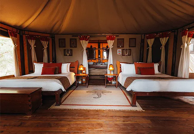 Elephant Bedroom Camp tent on the Ewaso Ng'iro riverfront in Samburu