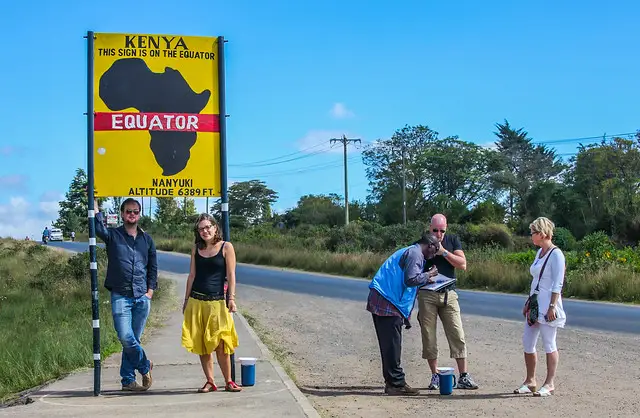 Equator Crossing marker near Nanyuki, a popular stop on the drive to Samburu