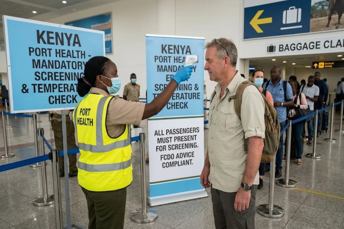 JKIA Ebola screening routing set by the government of Kenya to protect the UK traveller during a safari